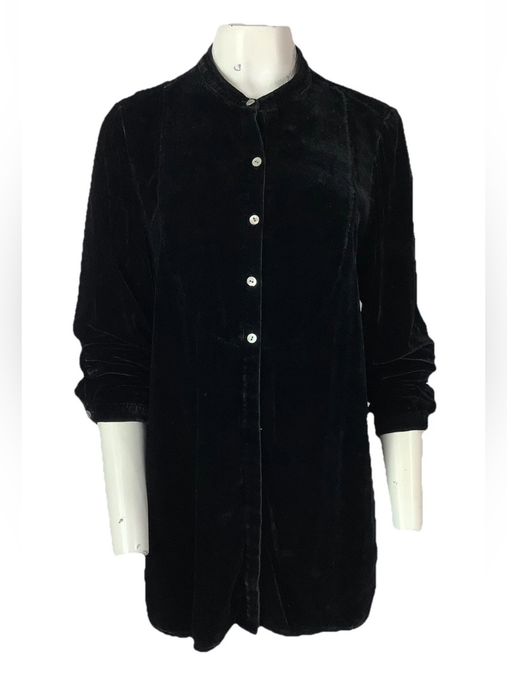 J Jill Sz L Buttoned Velvet Whimsigoth Witchy Look Long Sleeve Top Black Silk